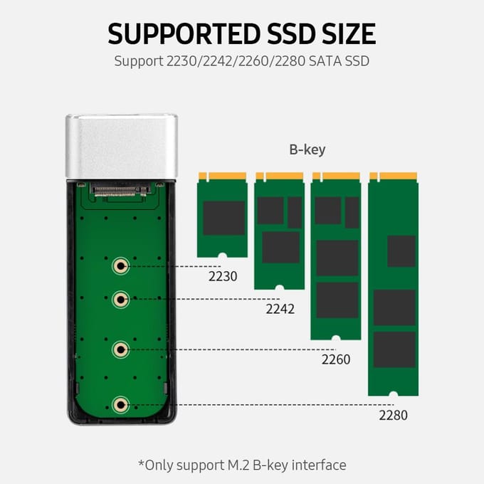 M.2 NGFF Mobiele harde schijfbehuizing USB3.0 naar NGFF Externe aluminium SSD-behuizing Ondersteuning B-sleutel zilver