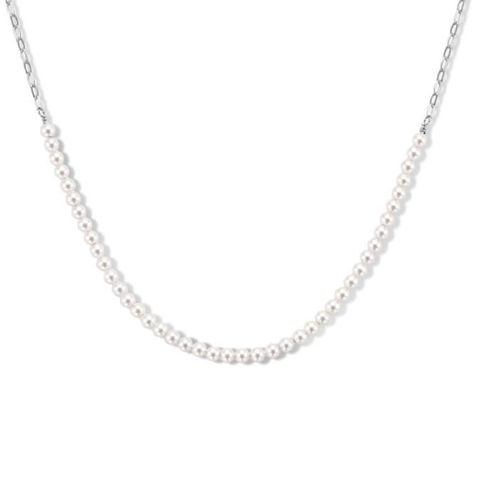 Zilver Gerhodineerd Collier Synth. Parel 3,0 mm 1336686
