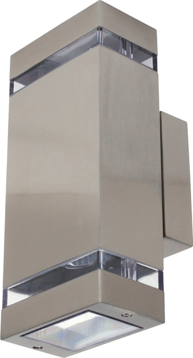 LED Tuinverlichting - Buitenlamp - Wand - RVS Mat Chroom - GU10 - Vierkant
