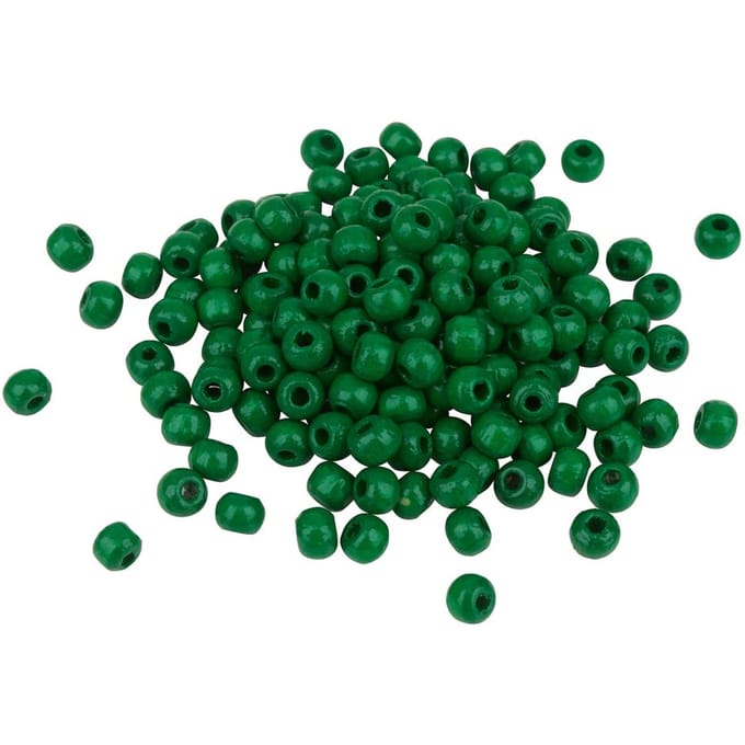 Houten kralen, Ø 4 mm, ca. 165 stuks - Groen