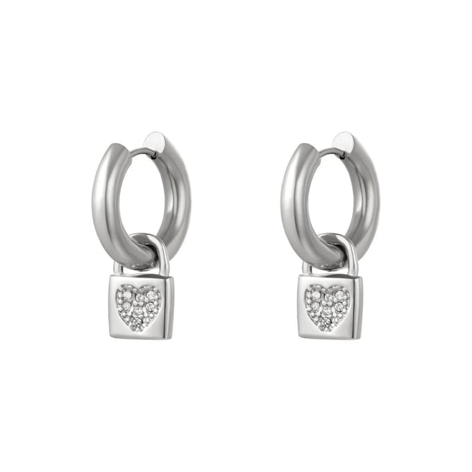 Oorbellen Hartslot Zilver