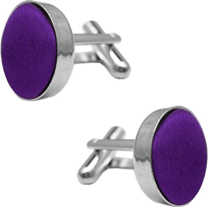 Fako Bijoux - Manchetknopen - Staal & Zijde - 16mm - Paars