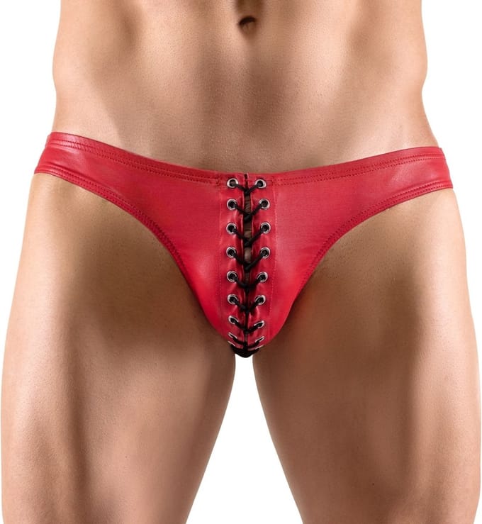 Rode Wetlook Rijgveter Mannen Slip