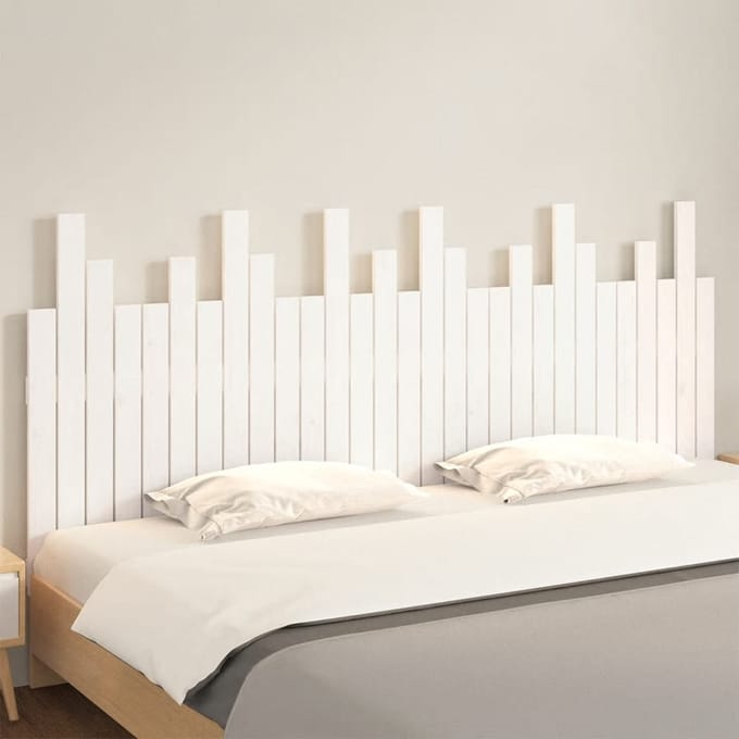 vidaXL - Hoofdbord - wandmontage - 185x3x80 - cm - massief - grenenhout - wit