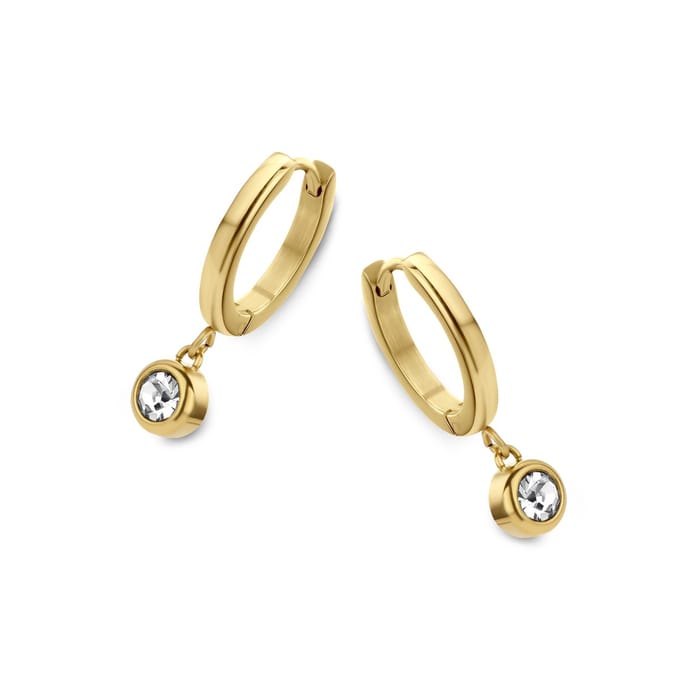 CO88 Collection Sparkle 8CE-70109 Stalen Oorringen - Hart 6 mm - Goudkleurig