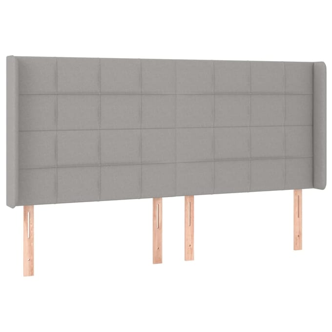vidaXL - Hoofdbord - LED - 203x16x118/128 - cm - stof - lichtgrijs