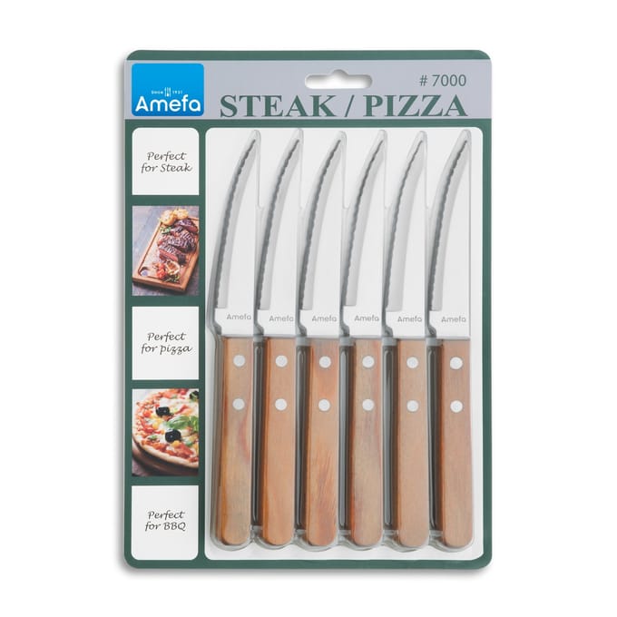 Amefa Pizza 6 delige pizza/steakmessen set hout