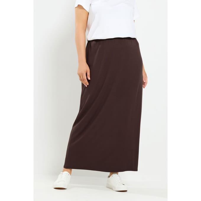Yours Chocoladebruine Maxi Kokerrok Size 42