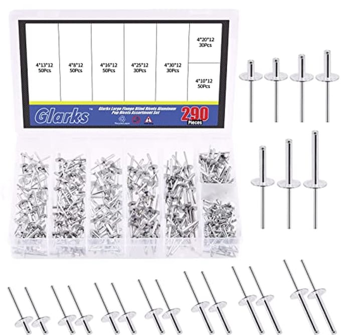 290 Stuks Grote Flens Aluminium Blinde Klinknagels Set - Assortiment voor Metaalverbindingen