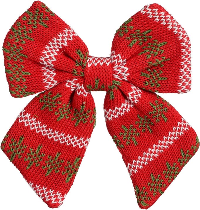 House of Seasons kerst ornament strik -rood 20 x 17 cm - polyester