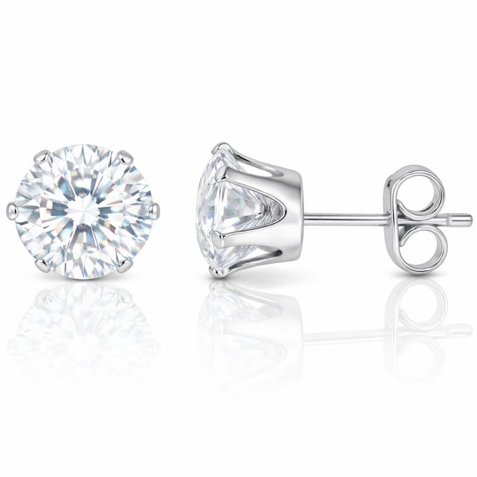 LGT Jewels Stud oorbellen Edelstaal Classic Round Transparent 6mm