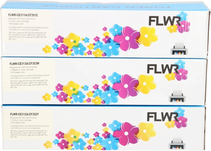 FLWR - Toner / 126A / Multipack Kleur (C/M/G) - Geschikt voor HP