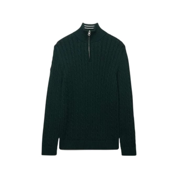 Superdry - Preppy Cable Half-Zip Trui Slanke Pasvorm - Heren - Sweaters