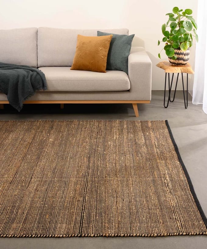 Jute vloerkleed - Torget naturel/zwart 140x200