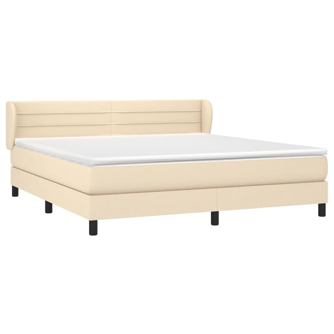 vidaXL - Boxspring - met - matras - stof - crèmekleurig - 180x200 - cm