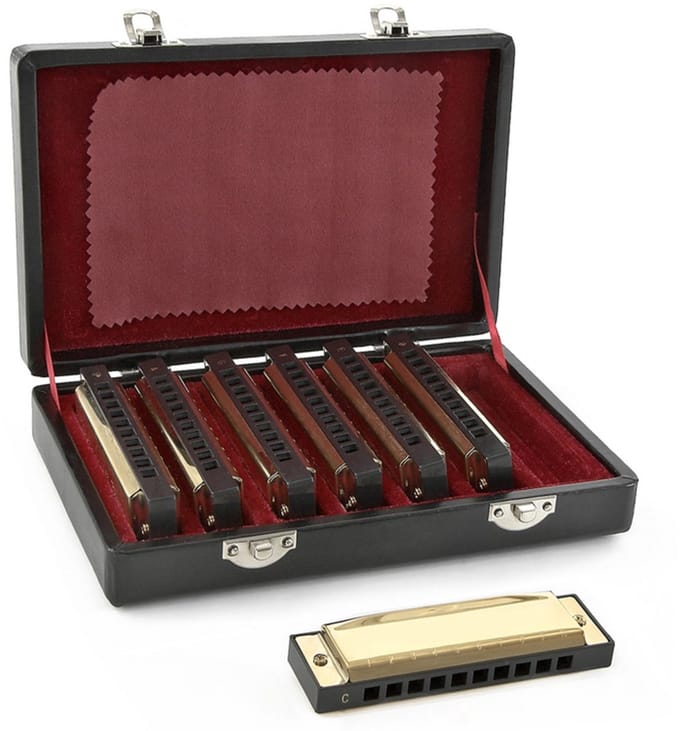Blues Gouden Mondharmonicaset van Gear4music
