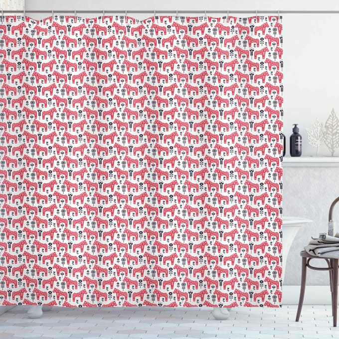 ABAKUHAUS Dala-Paard – Douchegordijn – 175x220 cm – Polyester, waterafstotend