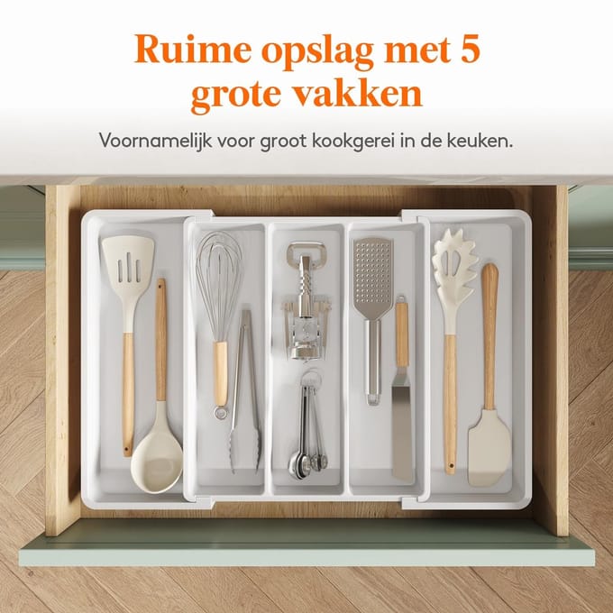SPHProducts - Bestek Organizer - Keuken Organizer - Ruimtebesparend - Groot formaat - Bestekbak - Ideaal voor keuken - Wit
