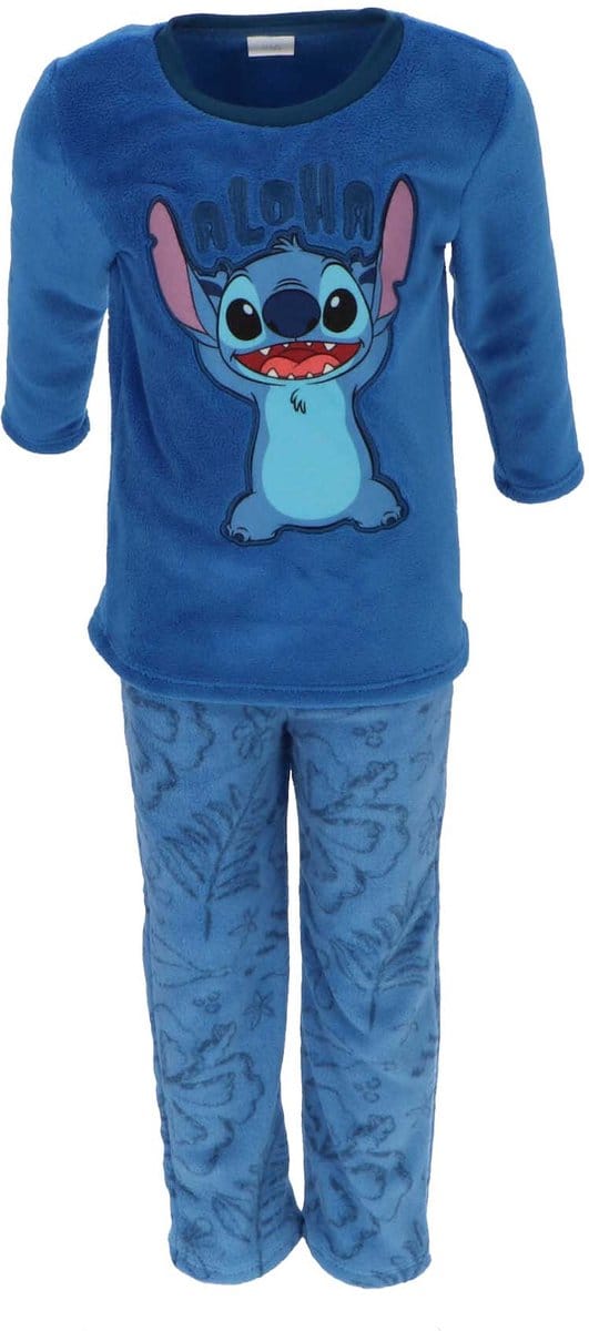 Lilo & Stitch Coral-Fleece Pyjama - Maat 122/128 - Blauw - Kind
