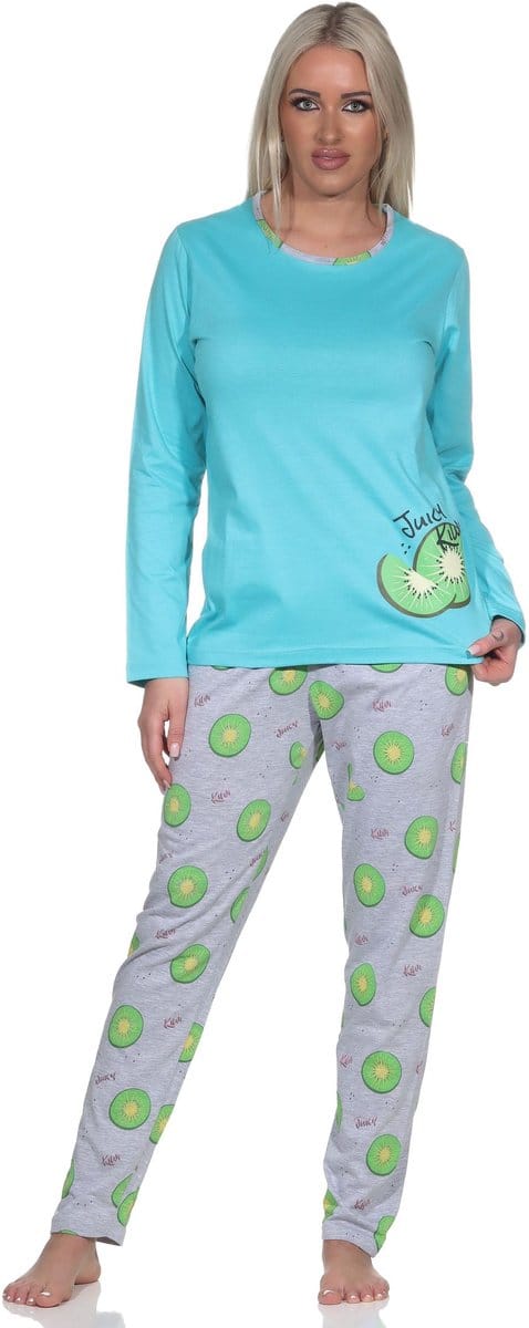 Normann damespyjama met lange mouwen en pyjamabroek in coole Allover Print