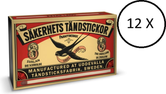Zwaluw - Lucifers - 12 stuks - Omdoos 12x