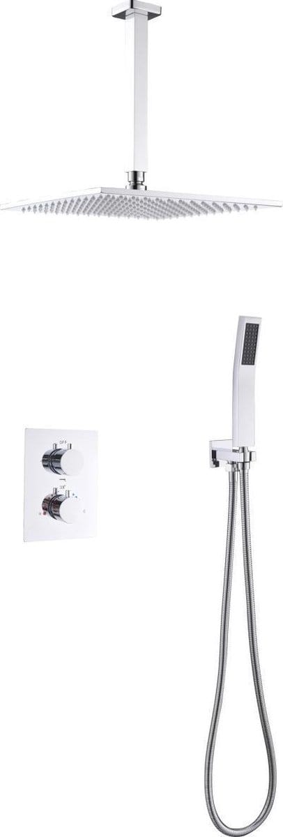 Mawialux thermostatische inbouw regendoucheset - Vierkant - Pointer Chroom