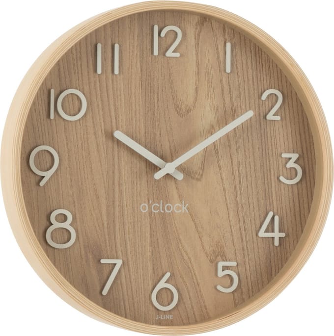 J-Line klok - multiplex/hout - licht naturel - small - Ø 30 cm