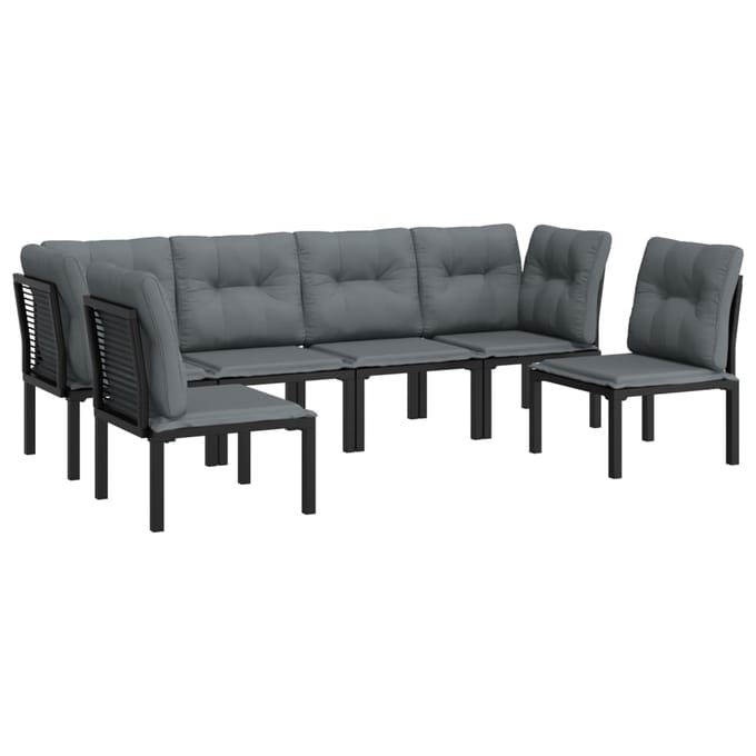 vidaXL - 6-delige - Loungeset - poly - rattan - zwart - en - grijs