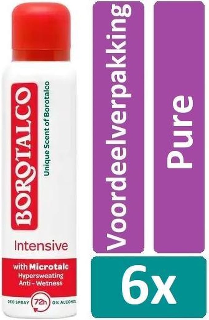 Borotalco Deodorant Spray Intensive – Voordeelverpakking 6 x 150 ml