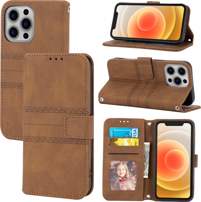 Telefoonhoesje geschikt voor Apple iPhone 13 Pro | PU Leren Bookcase | Pasjeshouder | Tas | Bruin