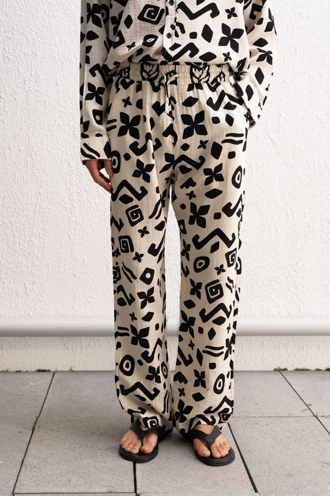 Etnische Print Relaxed Fit Wijde Broek