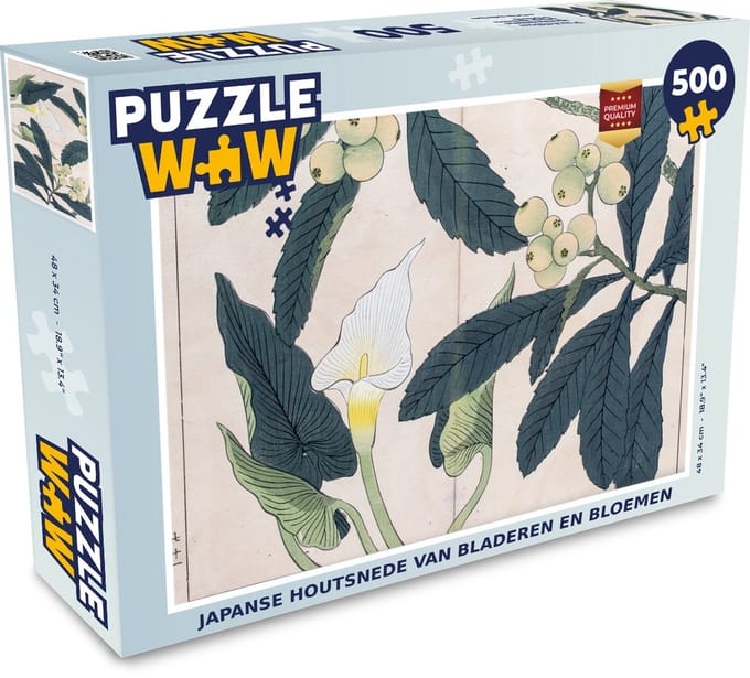 Puzzel Japanse houtsnede van bladeren en bloemen - Legpuzzel - Puzzel 500 stukjes