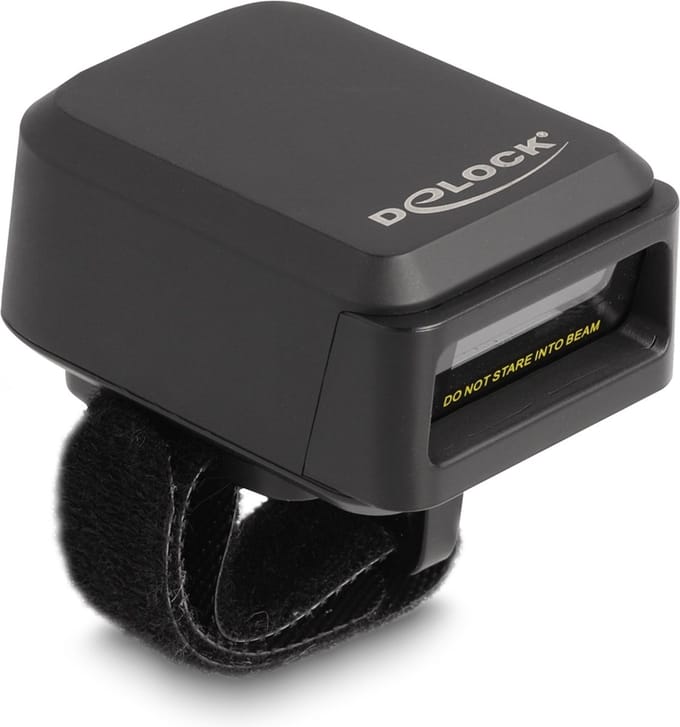 Delock Ring Barcode Scanner 1D and 2D with 2.4 GHz or Bluetooth - Wireless Charging Function