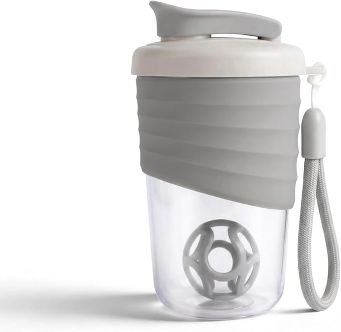 Shakebeker - Shaker - Kleine eiwitshaker met mengbal 530 ml (grijs)