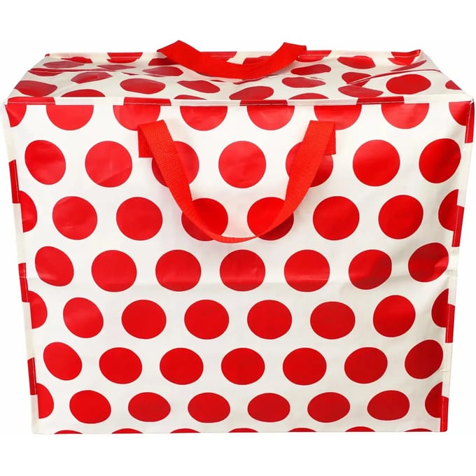 Rex London - Grote shopper met stippen 'Red on White'