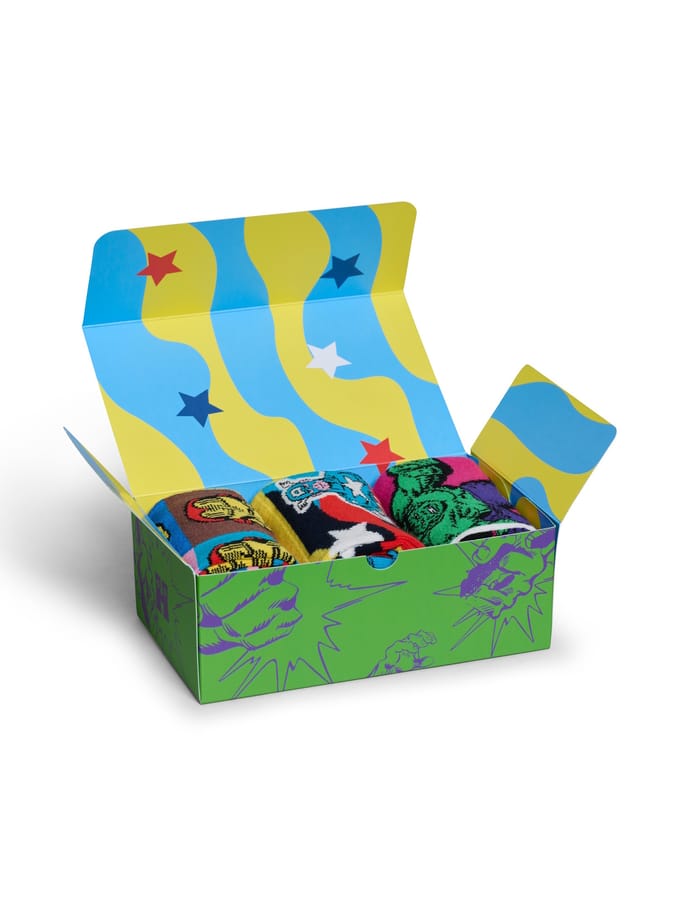 Happy Socks unisex giftbox 3P sokken marvel avengers multi (Marvel Avengers)