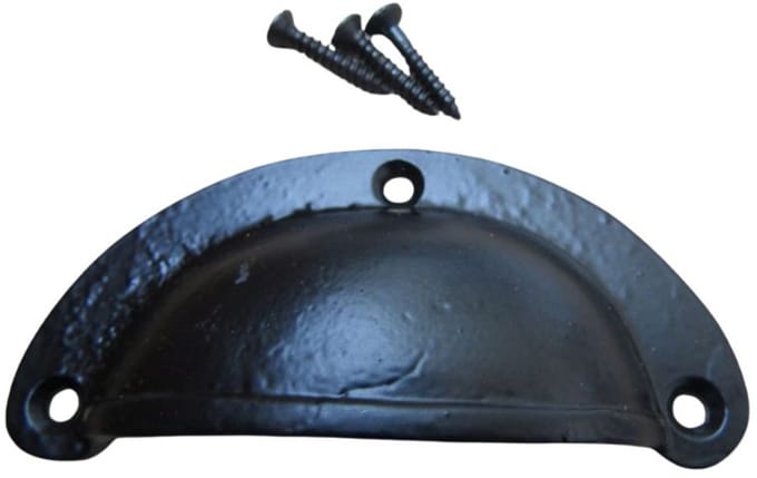 Slim Lipped Cabinet Cup Pull Handle Black Antique