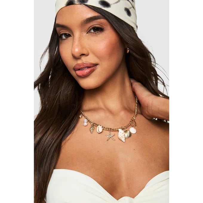 boohoo Dames Ocean Charm Ketting | Goud