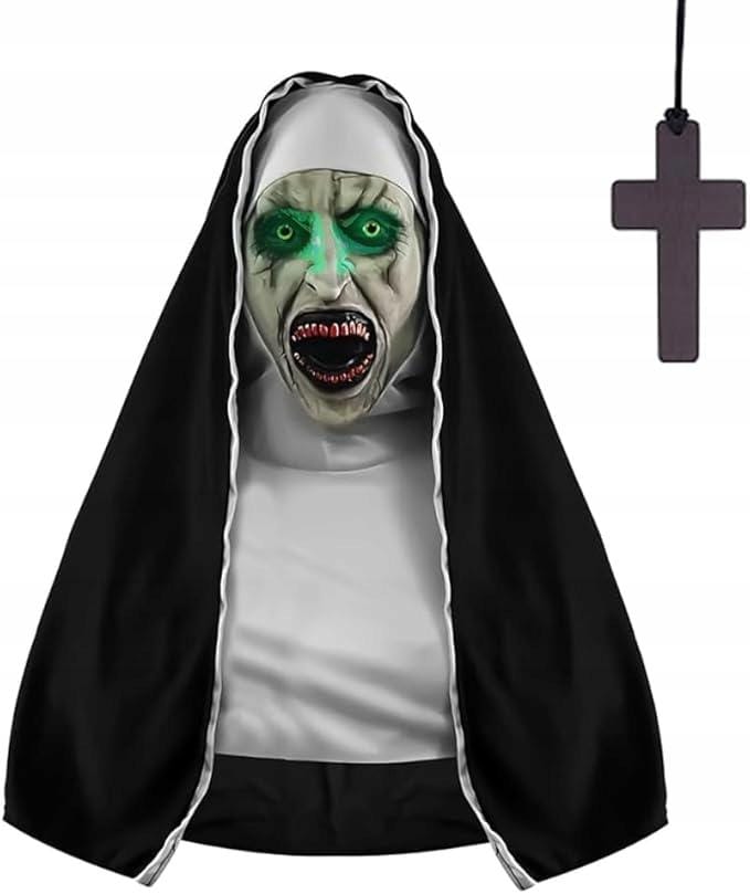 Lichtgevend masker non valak nun horror kostuum halloween kruis led