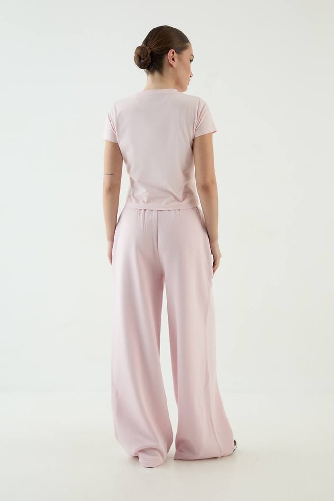 Dames Dsgn Studio Applique Rechte Pijp Joggingbroek | Light Pink | Maat: 2XL