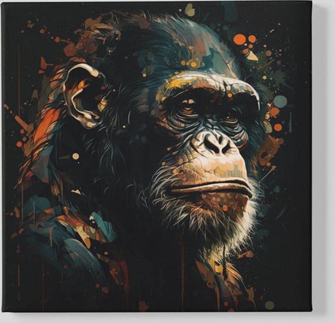 Vierkant Canvas Schilderij - Dieren - Chimpansee - 60x60x2 cm