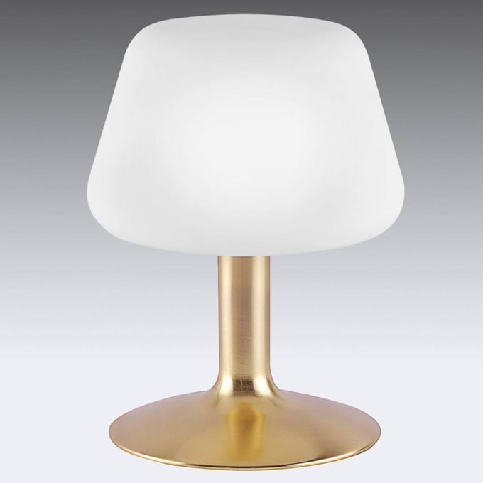 Paul Neuhaus Till tafellamp, messingkleurig, glas, dimbaar
