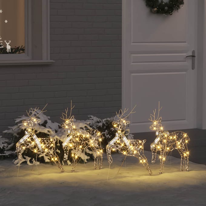 vidaXL Kerst Rendier 4 st 80 LED's Warmwit