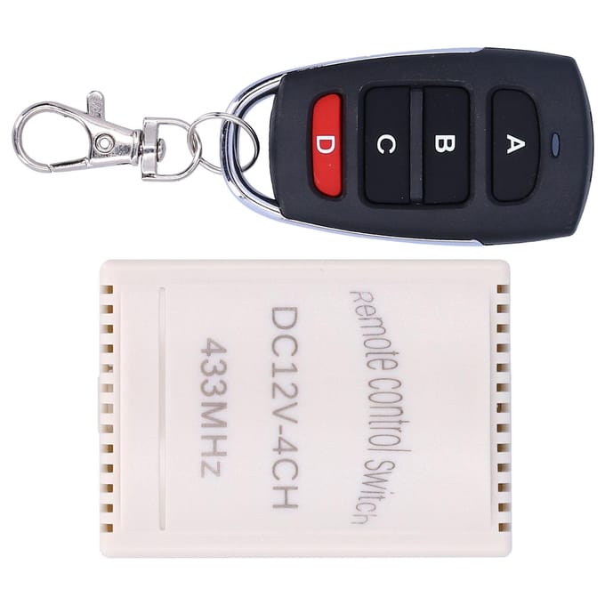 Kit de Module Récepteur Émetteur Relais Sans Fil 4 Canaux 433Mhz 12V Télécommande d'Ouverture de Porte de Garage white