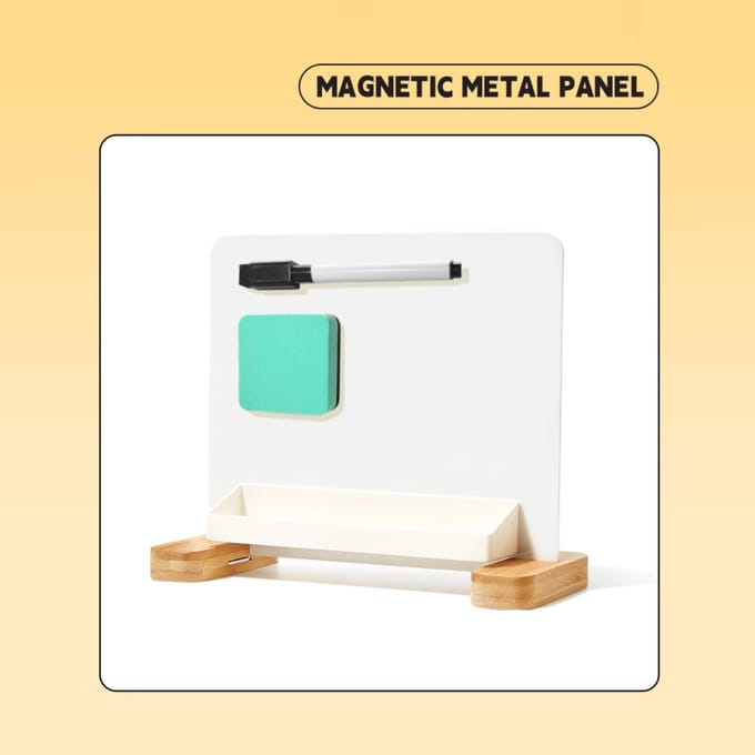 Veelzijdig magnetisch bureau whiteboard met bamboe basis, opbergdoos voor droog uitwisbaar schrijfbord wit