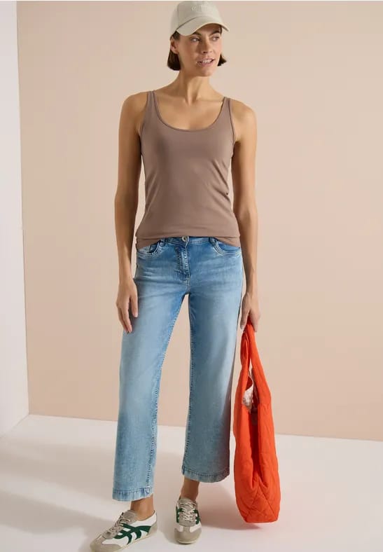 Effen longtop met ronde hals