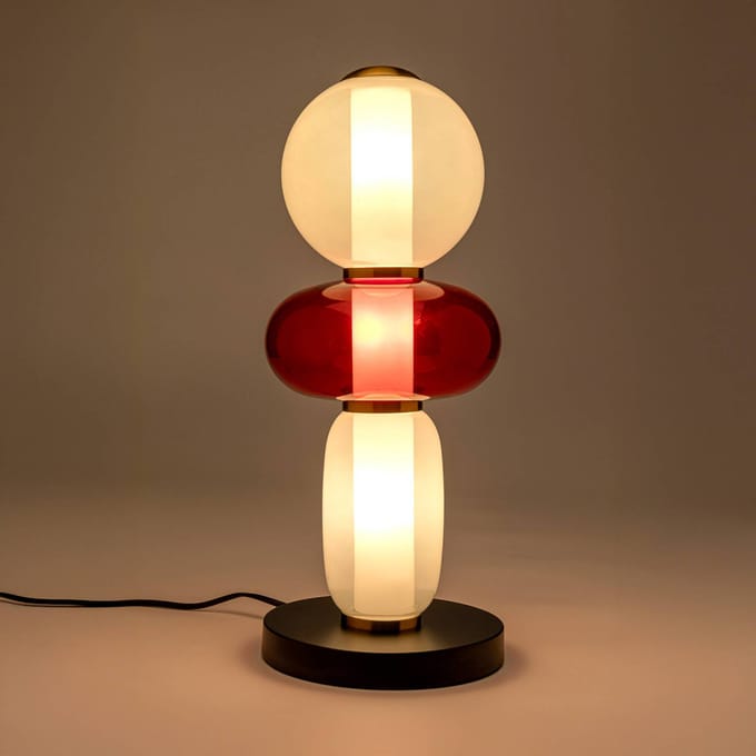 KARE tafellamp Sugar, wit/rood, glas, 43 cm hoog, G9