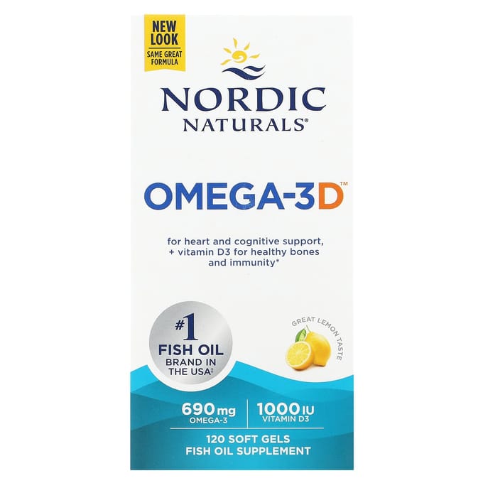 Nordic Naturals, Omega-3D, Citroen, 120 Softgels