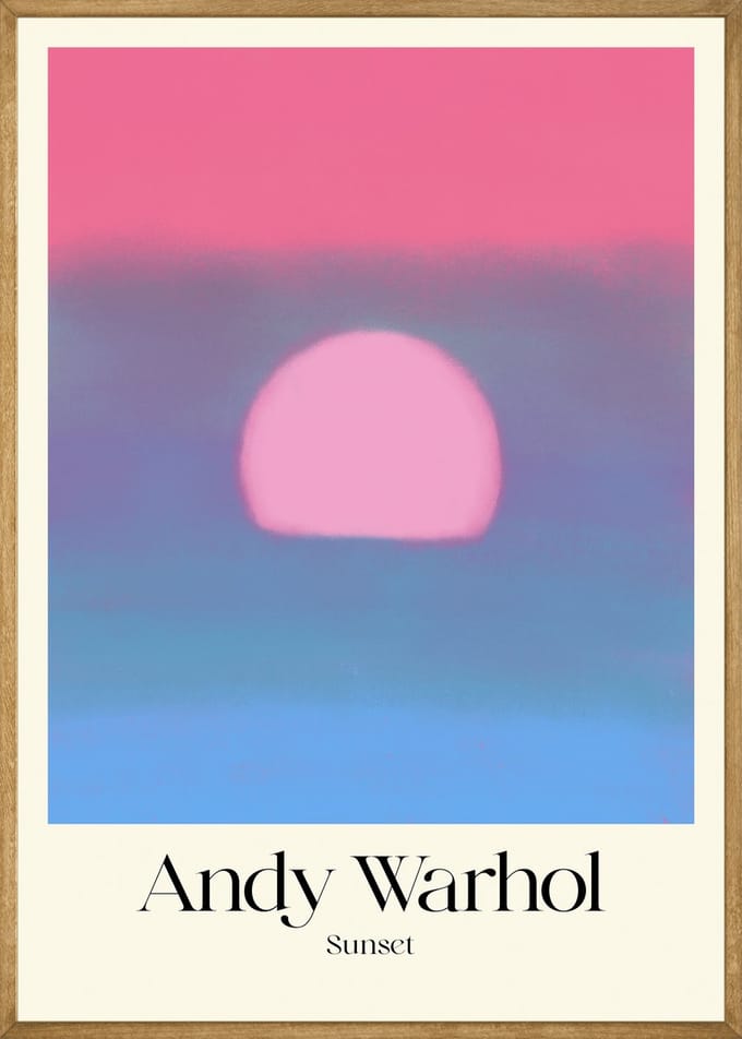 Andy Warhol Zonsondergang Poster Roze/Blauw - 21x30 cm