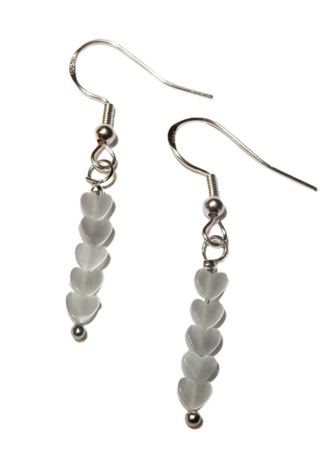 Zilveren oorhangers cat's eye